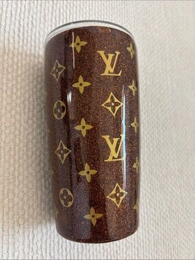 Louis Vuitton Brown Glitter Tumbler with Gold Monogram
